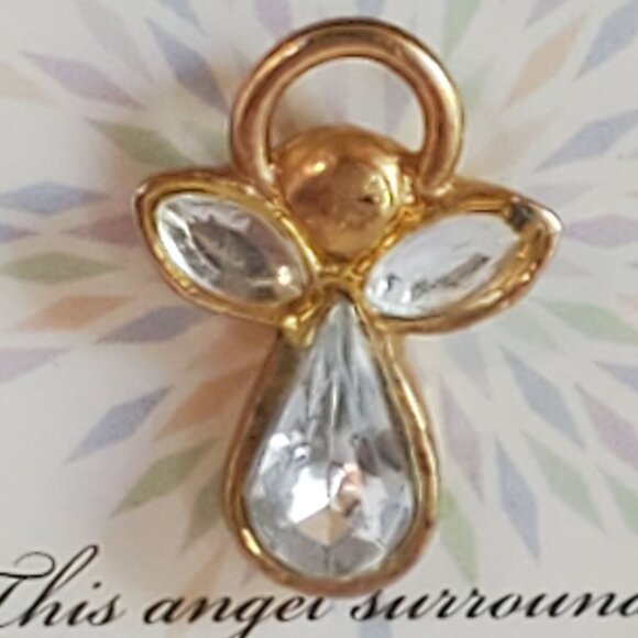 Vintage Russ Berrie Linda's Guardian Angel Lapel Brooch Pin Gold Tone - Picture 5 of 6